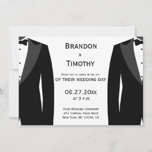 Elegant White Gay Wedding Invitations