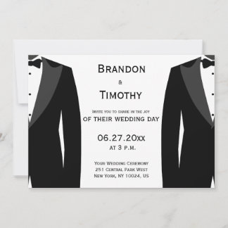 Elegant White Gay Wedding Invitations
