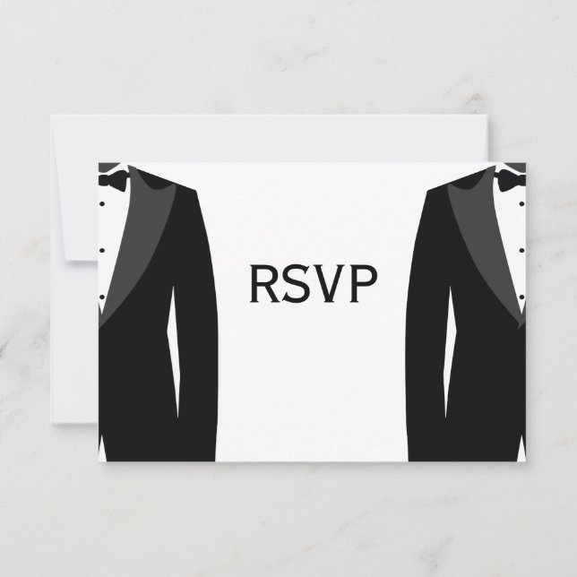Elegant White Gay Wedding RSVP Cards (Back)