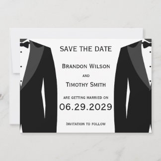Elegant White Gay Wedding Save The Date Cards