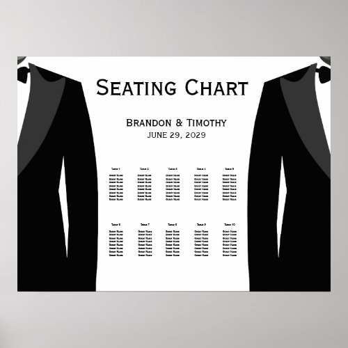 Elegant White Gay Wedding Seating Chart