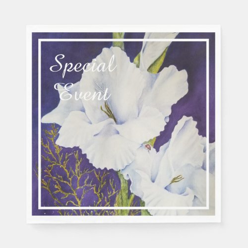 ELEGANT White GLADIOLA PARTY Napkins