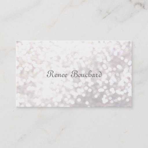 Customizable Festive Soft White Glitter Bokeh Event Planning Business Card Templates