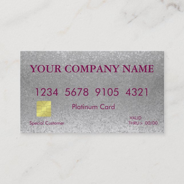 Elegant White Glitter Credit Card (Front)