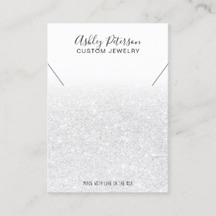 Elegant white glitter jewelry necklace display business card