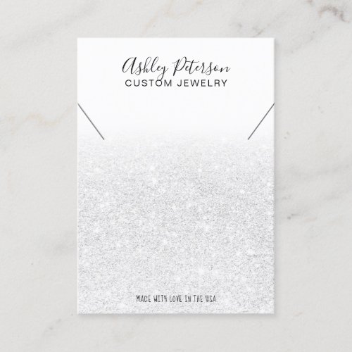 Elegant white glitter jewelry necklace display business card