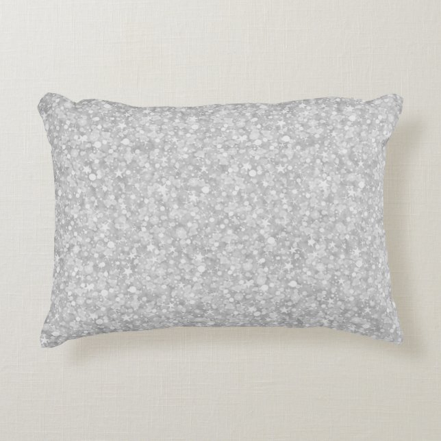Elegant White Glitter & Sparkles Accent Pillow (Front)