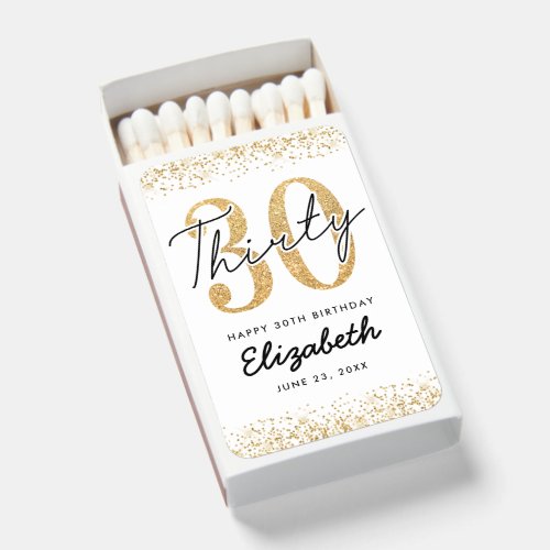 Elegant White Gold 30th Birthday Matchboxes