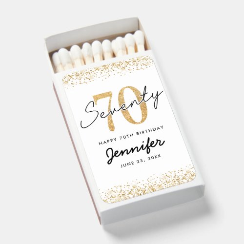 Elegant White Gold 70th Birthday Matchboxes
