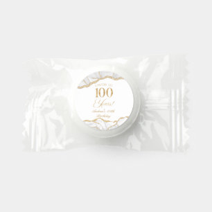 Elegant White Gold Agate 100th Birthday Party Life Saver® Mints