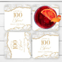 Elegant White Gold Agate 100th Birthday Party