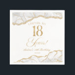 Elegant White Gold Agate 18th Birthday Party Napkins<br><div class="desc">This is an Elegant White Gold Agate 18th Birthday Party Paper Napkins!</div>