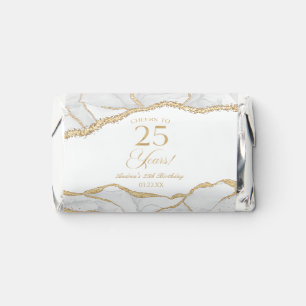 Elegant White Gold Agate 25th Birthday Party Hershey's Miniatures
