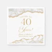 Elegant White Gold Agate 40th Anniversary Party