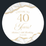 Elegant White Gold Agate 40th Birthday Party Classic Round Sticker<br><div class="desc">These are Elegant White Gold Agate 40th Birthday Party Favor Stickers!</div>
