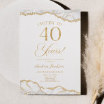 Elegant White Gold Agate 40th Birthday Party Invitation<br><div class="desc">This is an Elegant White Gold Agate 40th Birthday Party Invitation!</div>