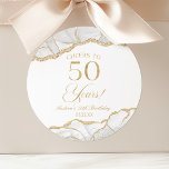 Elegant White Gold Agate 50th Birthday Party Classic Round Sticker<br><div class="desc">These are Elegant White Gold Agate 50th Birthday Party Favor Stickers!</div>