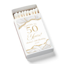 Elegant White Gold Agate 50th Birthday Party Matchboxes