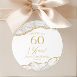 Elegant White Gold Agate 60th Birthday Party Classic Round Sticker<br><div class="desc">These are Elegant White Gold Agate 60th Birthday Party Favor Stickers!</div>