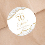 Elegant White Gold Agate 70th Birthday Party Classic Round Sticker<br><div class="desc">These are Elegant White Gold Agate 70th Birthday Party Favor Stickers!</div>