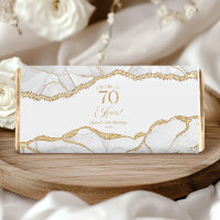 Elegant White Gold Agate 70th Birthday Party