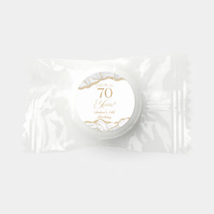 Elegant White Gold Agate 70th Birthday Party Life Saver® Mints
