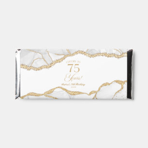 Elegant White Gold Agate 75th Birthday Party Hershey Bar Favors