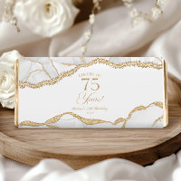 Elegant White Gold Agate 75th Birthday Party