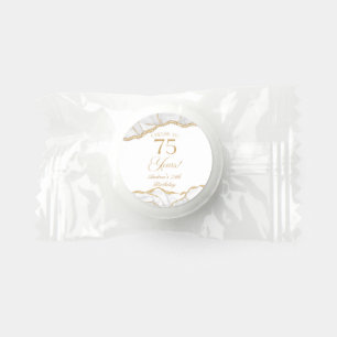 Elegant White Gold Agate 75th Birthday Party Life Saver® Mints