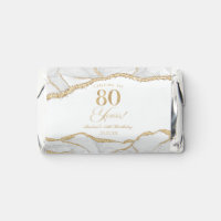 Elegant White Gold Agate 80th Birthday Party