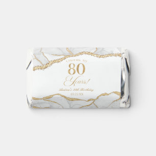 Elegant White Gold Agate 80th Birthday Party Hershey's Miniatures