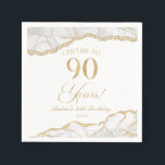Elegant White Gold Agate 90th Birthday Party Napkins<br><div class="desc">This is an Elegant White Gold Agate 90th Birthday Party Paper Napkins!</div>