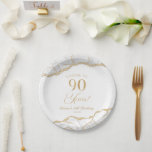 Elegant White Gold Agate 90th Birthday Party Paper Plates<br><div class="desc">This is an Elegant White Gold Agate 90th Birthday Party Paper Plates!</div>
