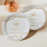 Elegant White Gold Agate 90th Birthday Party Paper Plates<br><div class="desc">This is an Elegant White Gold Agate 90th Birthday Party Paper Plates!</div>