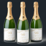 Elegant White Gold Agate 90th Birthday Party Sparkling Wine Label<br><div class="desc">This is an Elegant White Gold Agate 90th Birthday Party Sparkling Champagne Wine Labels!</div>