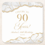 Elegant White Gold Agate 90th Birthday Party Square Paper Coaster<br><div class="desc">These are Elegant White Gold Agate 90th Birthday Party Coasters!</div>