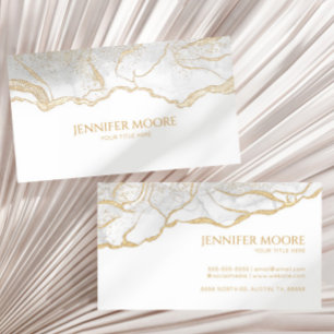 Elegant White Gold Agate Border Custom  Business Card