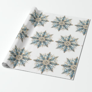 Elegant White, Gold and BlueChristmas Wrapping  Paper