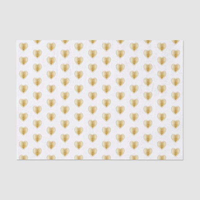 Elegant White Gold and Diamond Hearts Tissue Paper (Front)