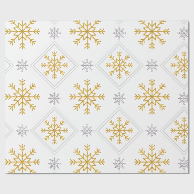 Elegant White, Gold and Silver Christmas Wrapping  Wrapping Paper (Flat)