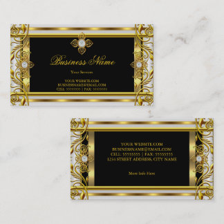 Elegant White gold black Business Card