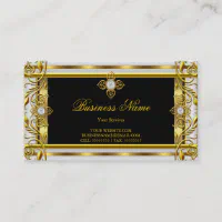 Elite Fashion Designer Black Gold Gems Square Business Card, Zazzle