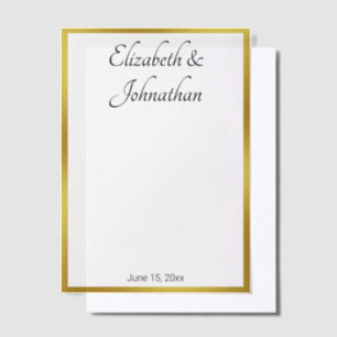 Elegant White Gold Black Script Names Bride Groom Vellum Invitations