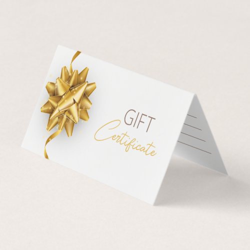 Elegant White Gold Bow Classy Luminous Gift Card