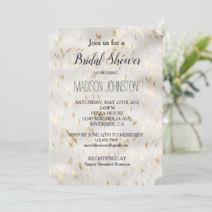Elegant White Gold Bridal Shower Invitation