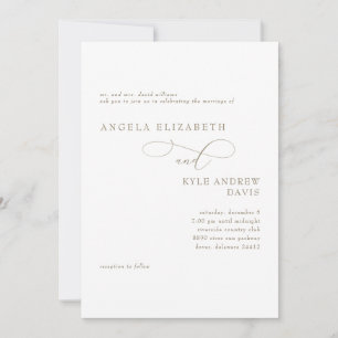 Elegant White & Gold Bride Parents Wedding Invitation