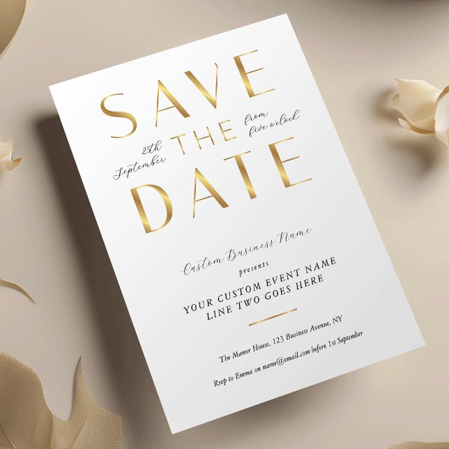 Elegant White & Gold Business Event Corporate Save The Date (Creator Uploaded)