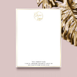 Elegant White &amp; Gold Business Logo Luxury Branded Letterhead