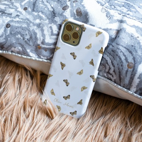 Elegant White Gold Butterflies iPhone 15 Plus Case