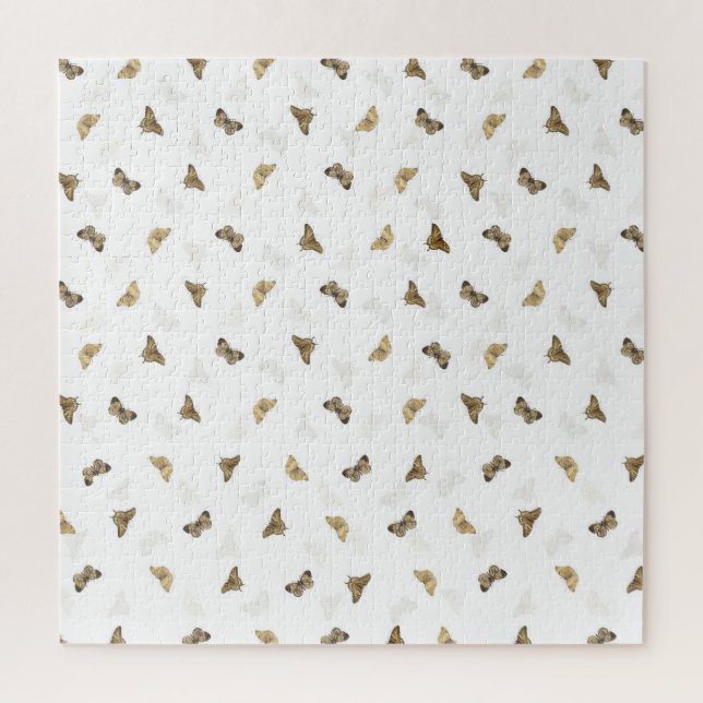 Elegant White Gold Butterflies Jigsaw Puzzle (Vertical)